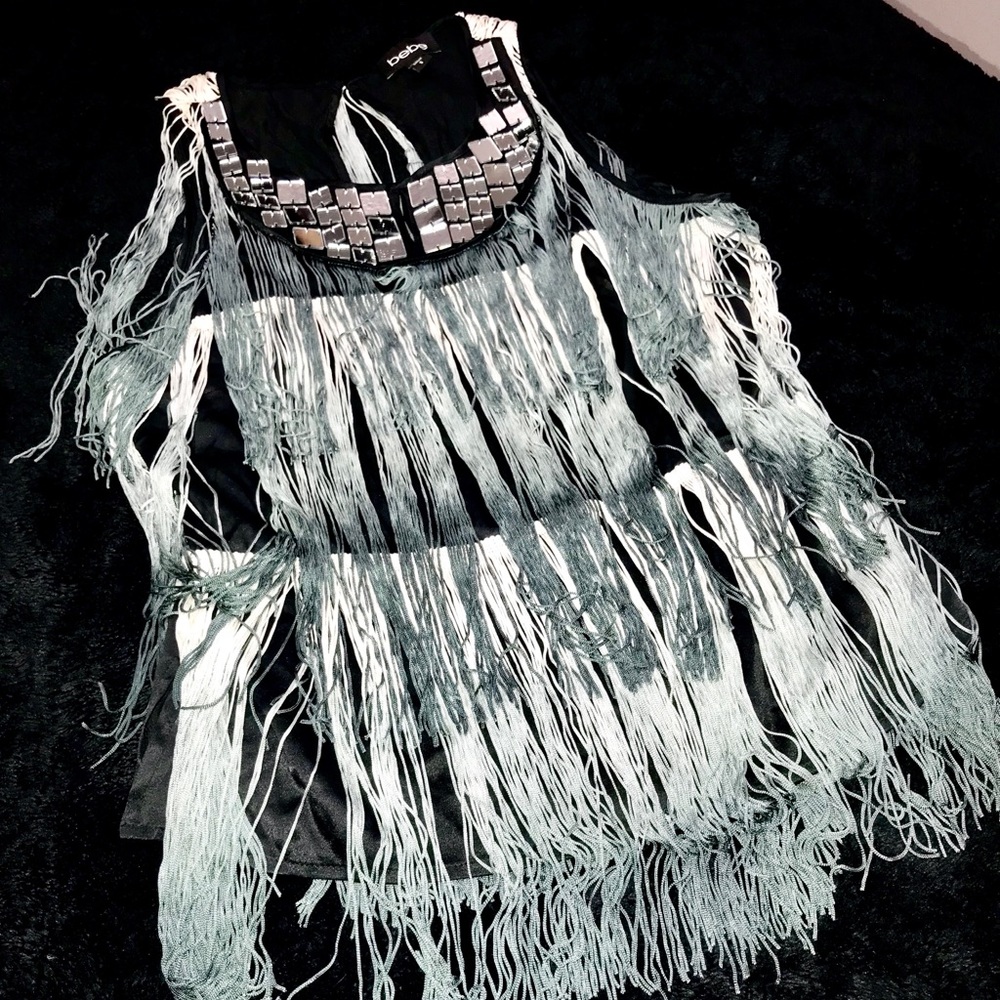 Sexy Fringe and Embellished Sleeveless Top